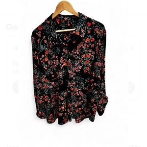 Olivia Investments Floral Black and Red Blouse